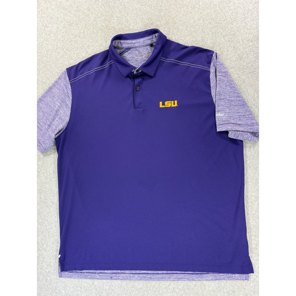 LSU Tigers Columbia Stitched Logo Campus S/S Polo Shirt (Men's XL) Purple